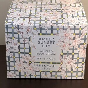 New Beekman 1802 Goat Milk Whipped Body Cream 16 oz Amber Sunset Lily supersize